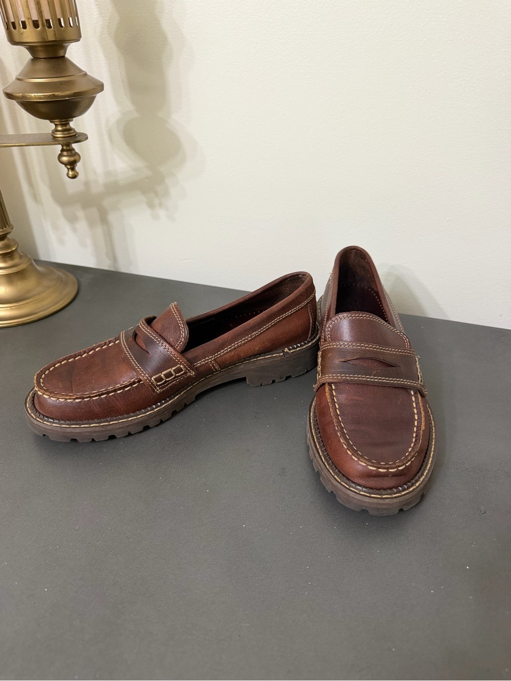 Women’s Brown Leather Penny Loafers - Slip-Ons